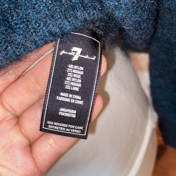 7 for all mankind Extra Small Dark Green Turtleneck Mohair Wool - Picture 4 of 6